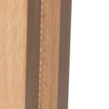 Queen Bed Frame with Woven Rattan Headboard, Solid Rubberwood, Natural Brown