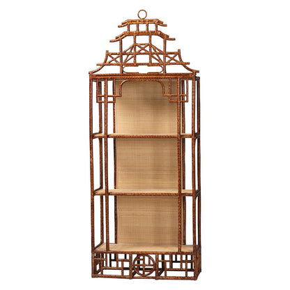 Tamiko Marbled Tortoise Rattan 3-Tier Accent Shelf