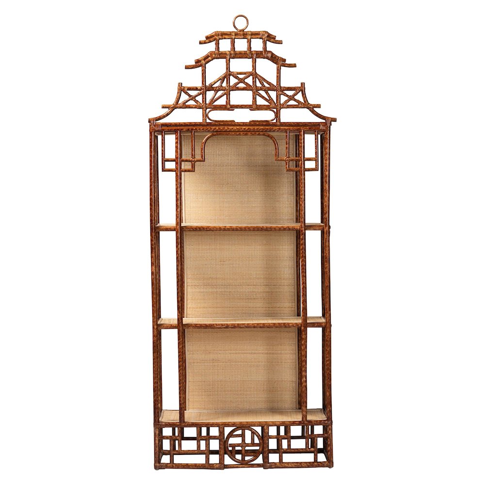 Tamiko Marbled Tortoise Rattan 3-Tier Accent Shelf