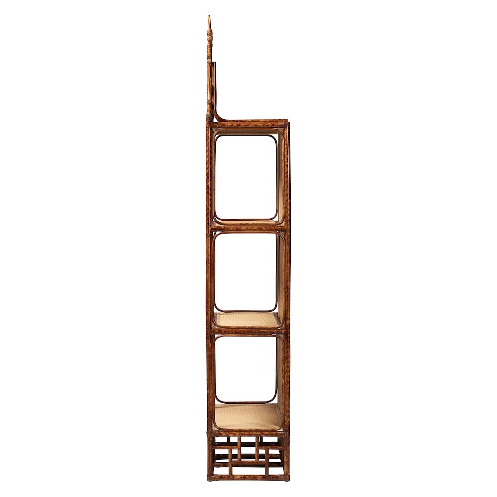 Tamiko Marbled Tortoise Rattan 3-Tier Accent Shelf