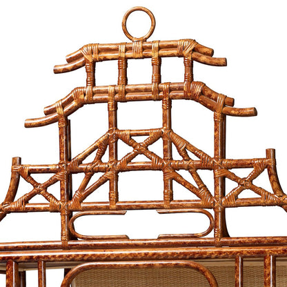 Tamiko Marbled Tortoise Rattan 3-Tier Accent Shelf