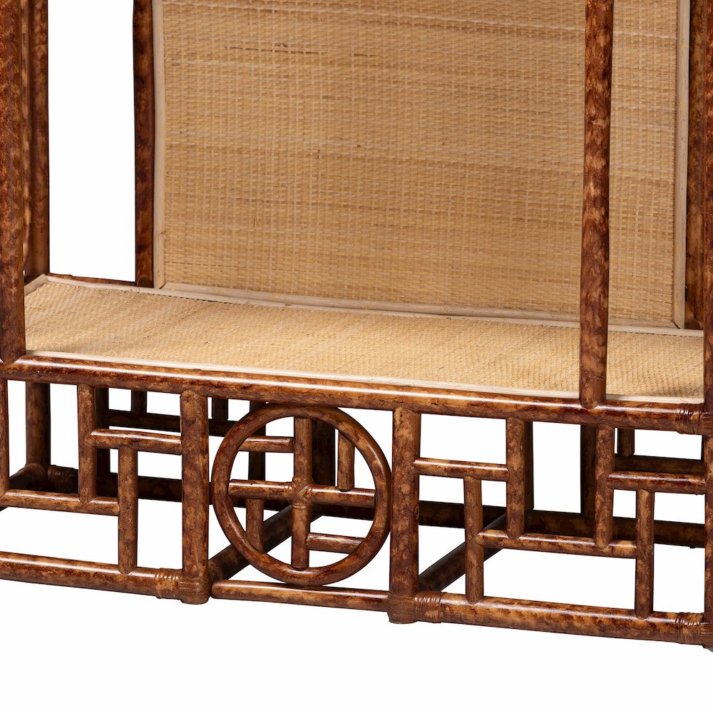 Tamiko Marbled Tortoise Rattan 3-Tier Accent Shelf