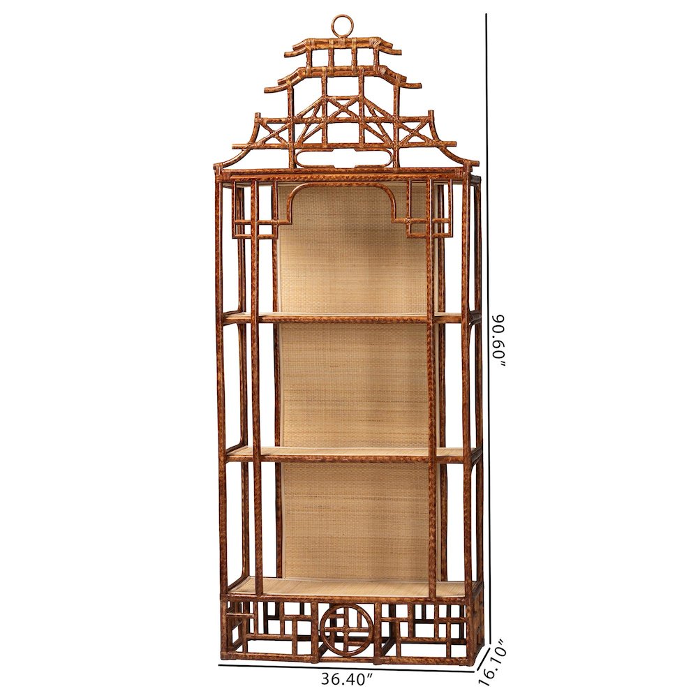 Tamiko Marbled Tortoise Rattan 3-Tier Accent Shelf