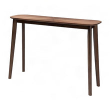 Solid Rubberwood Mid-Century Modern Wood Console Entryway Table, Walnut