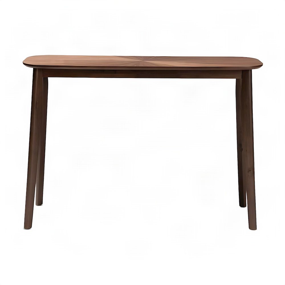 Solid Rubberwood Mid-Century Modern Wood Console Entryway Table, Walnut