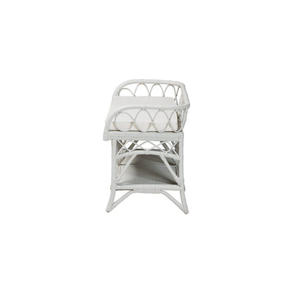 bali & pari Leryn Natural Rattan Bench with Shelf, White