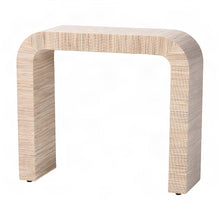 Woven Water Hyacinth Grasscloth Narrow Console Table with Drawer, Natural/Gold