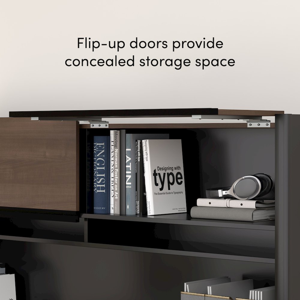 72W L-Shaped Desk with Hutch and Pedestal