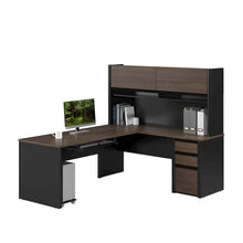 72W L-Shaped Desk with Hutch and Pedestal