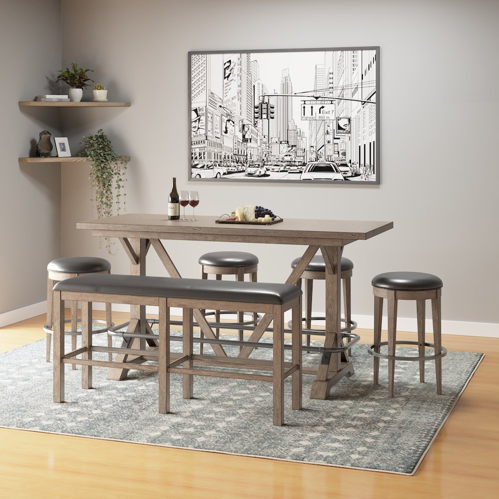 Wallce & Bay Benti Pecan Brown 60" Bar Height Bench