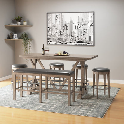 Wallce & Bay Benti Pecan Brown 60" Bar Height Bench