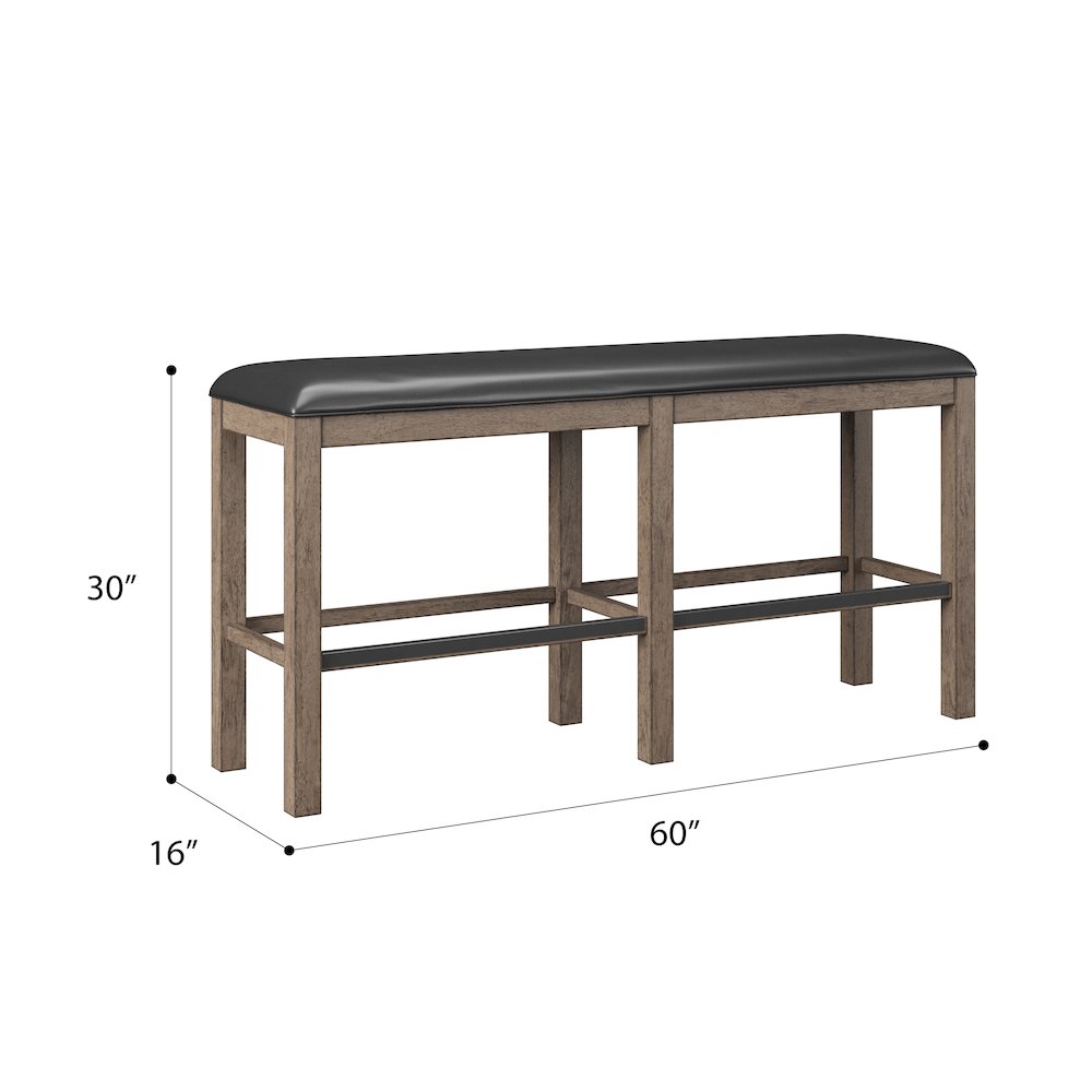 Wallce & Bay Benti Pecan Brown 60" Bar Height Bench