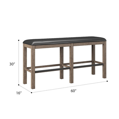 Wallce & Bay Benti Pecan Brown 60" Bar Height Bench