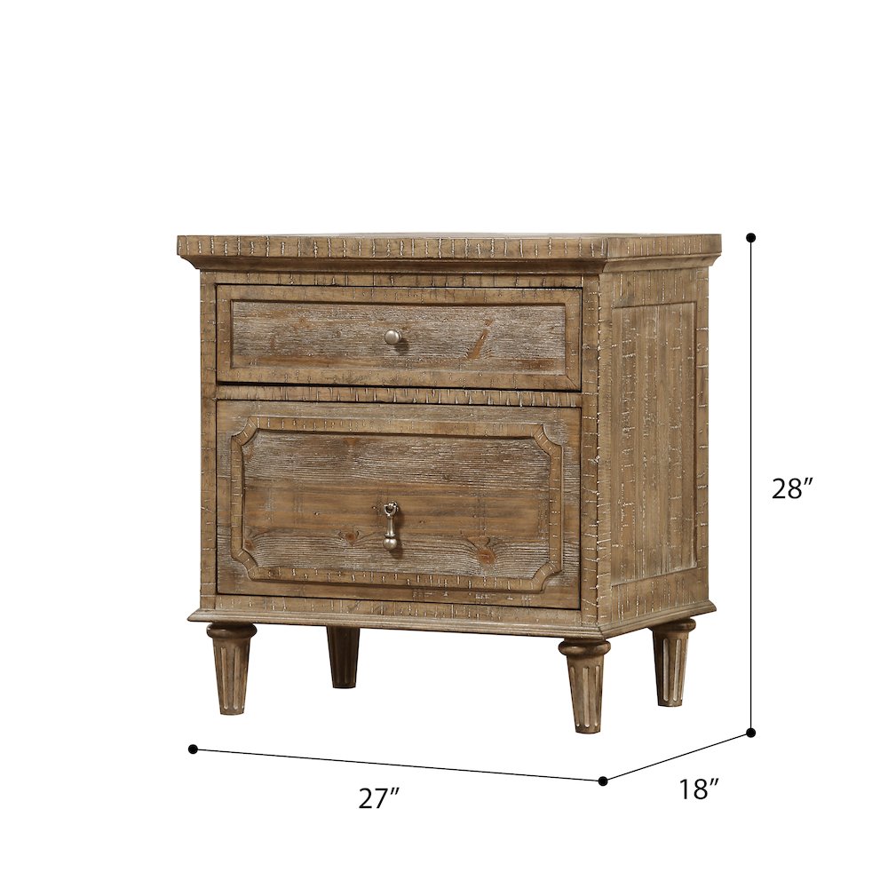 Haynes Set of Two, Sandstone Buff 2-Drawer Nightstand with USB