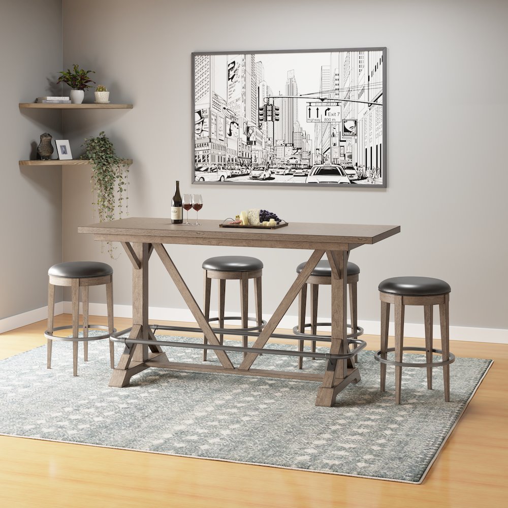 Wallce & Bay Benti Pecan Brown Bar Height Trestle Table