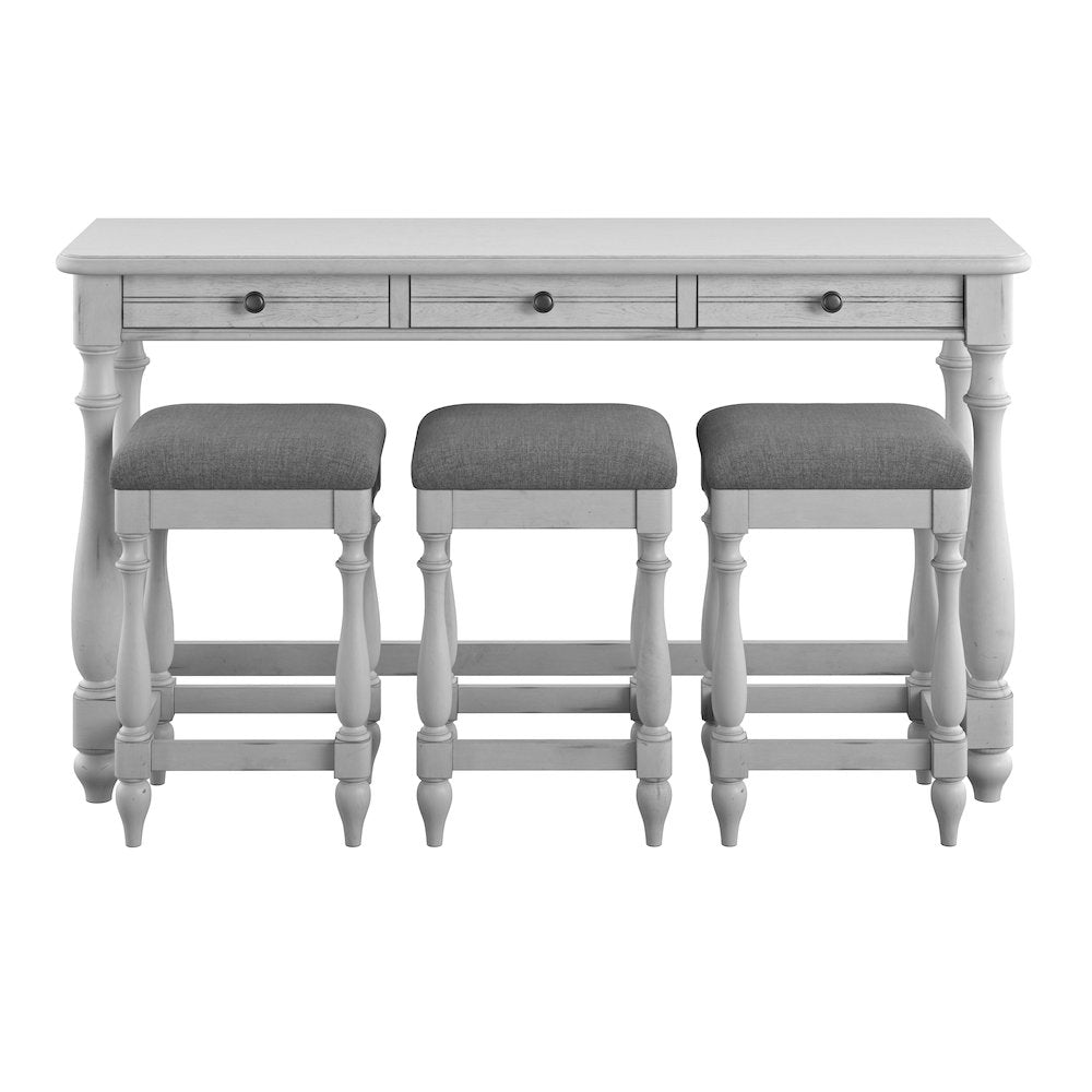 Wallce & Bay Mariano Oyster Shell Sofa Table With Three Stools