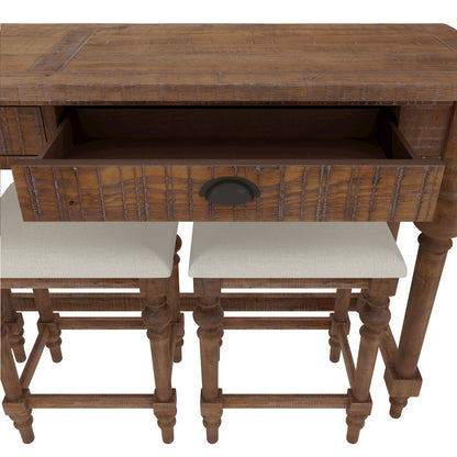 Wallce & Bay Ludin Sandstone Buff Console Table With 3 Stools