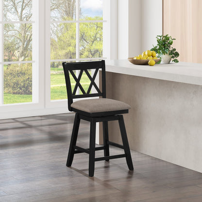 24in Brookline Swivel Barstool Pure Black