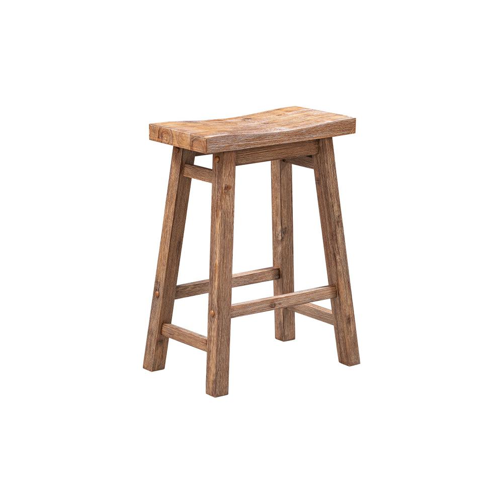 Sonoma Backless Saddle Counter Stool - Barnwood Wire-Brush
