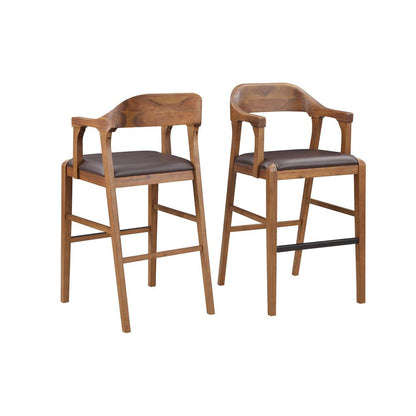 Rasmus Wood Bar Stool - Chestnut Wire-Brush Finish