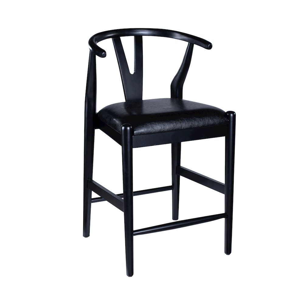 Wishbone Counter Height Kitchen Bar Stool - Black Finish