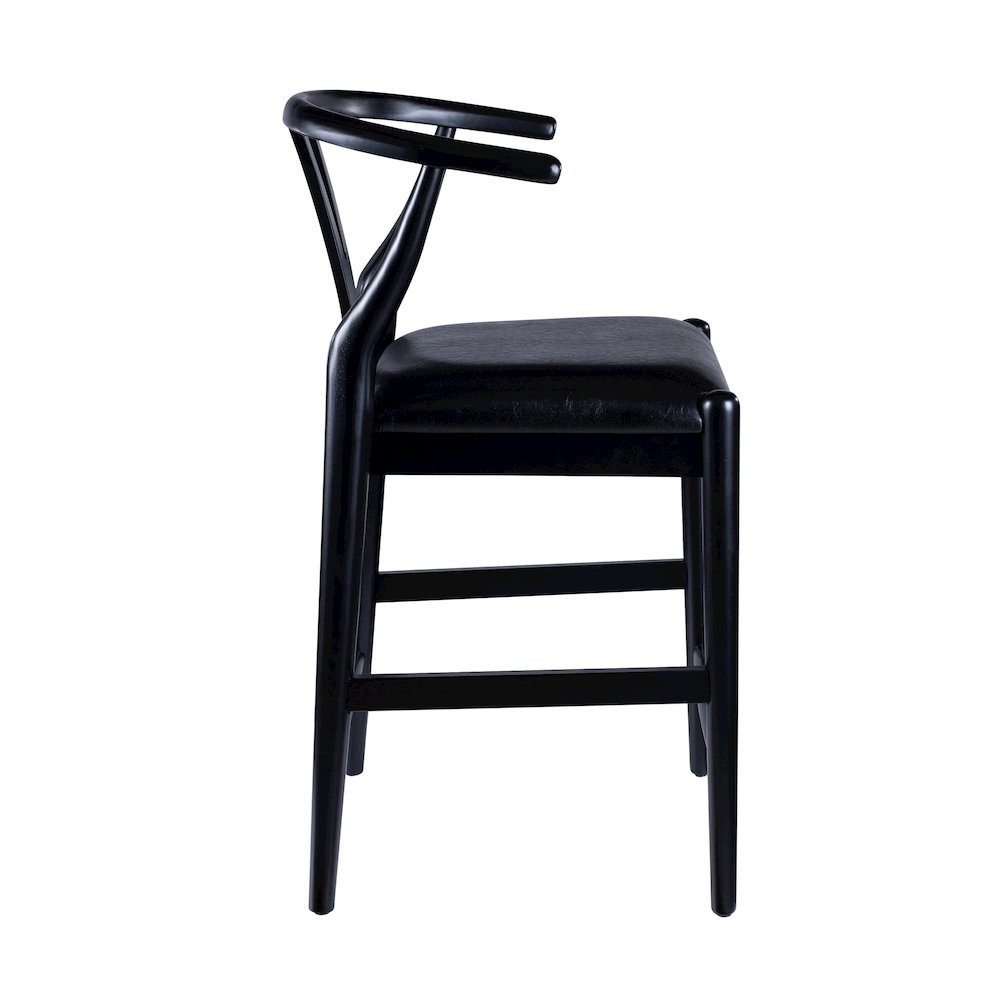 Wishbone Counter Height Kitchen Bar Stool - Black Finish