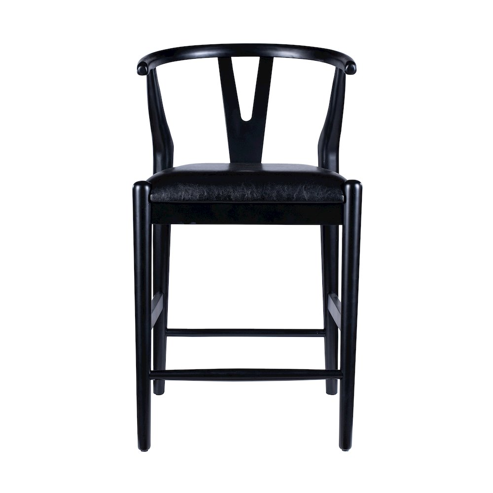 Wishbone Counter Height Kitchen Bar Stool - Black Finish