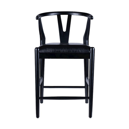 Wishbone Counter Height Kitchen Bar Stool - Black Finish