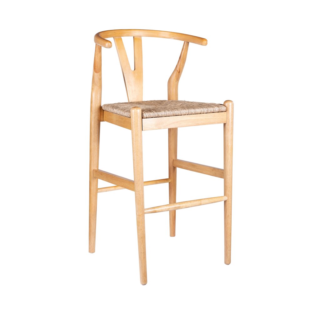 Wishbone Bar Height Kitchen Bar Stool - Natural Finish