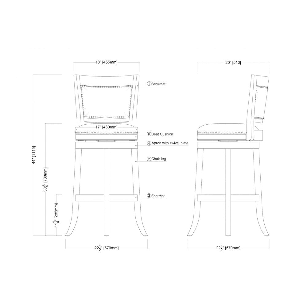 Bristol Swivel Bar Stool - Buttermilk