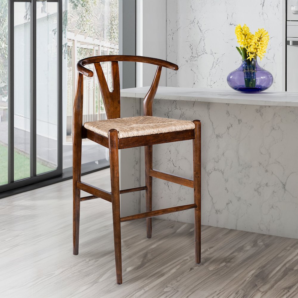 Wishbone Bar Height  Kitchen Bar Stool - Cappuccino Finish