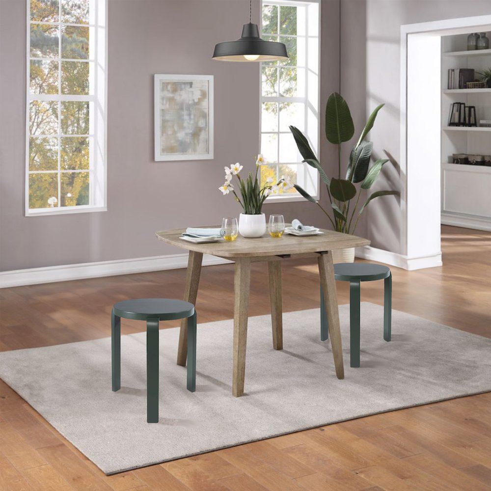 Mateo Round Backless Stacking Stools - Set of 2 - Spanish Moss