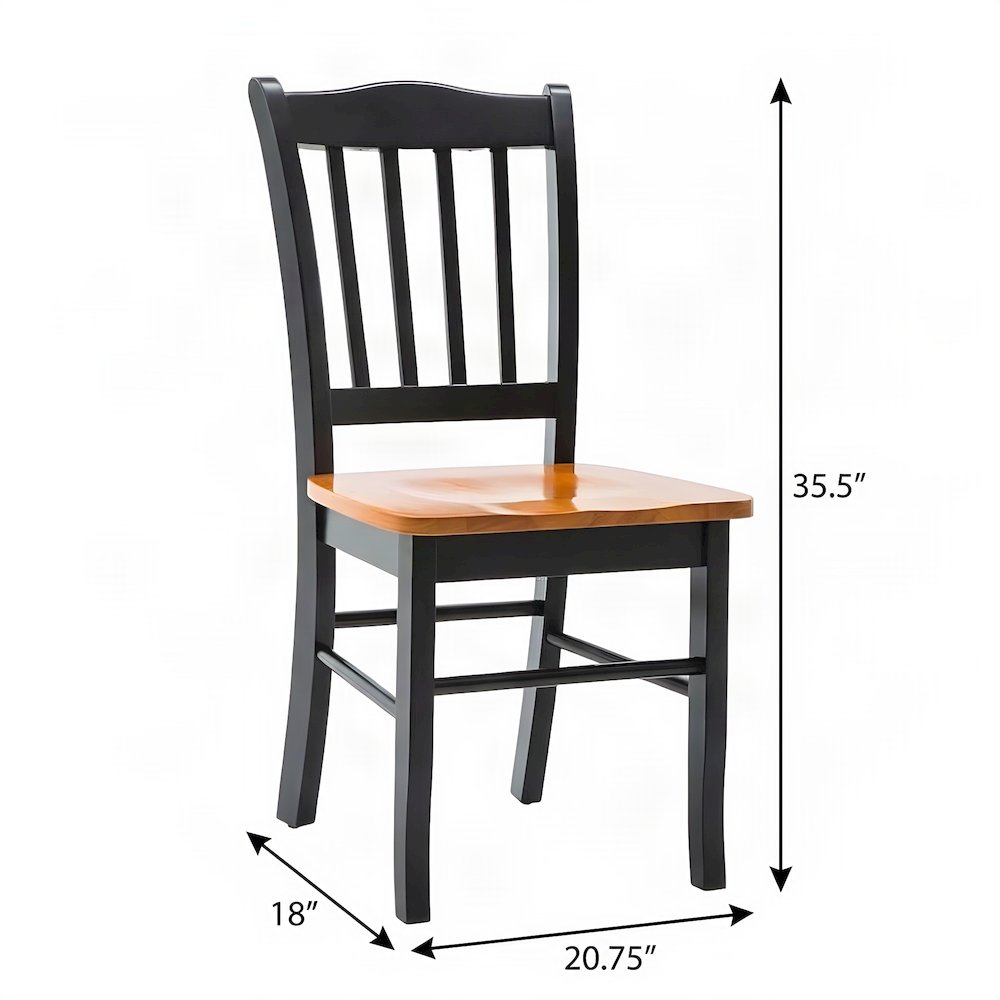 FurniFact Shaker Dining Chairs with Rubberwood Frame, Black & Oak, Set of 2