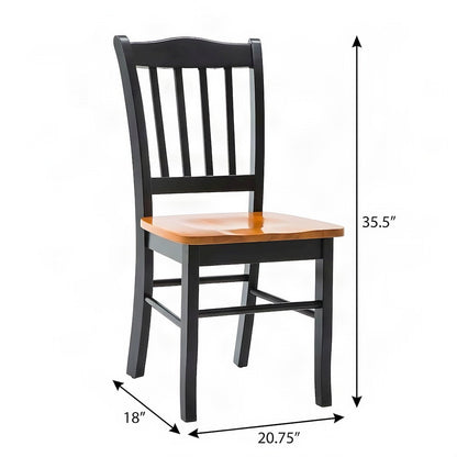 FurniFact Shaker Dining Chairs with Rubberwood Frame, Black & Oak, Set of 2