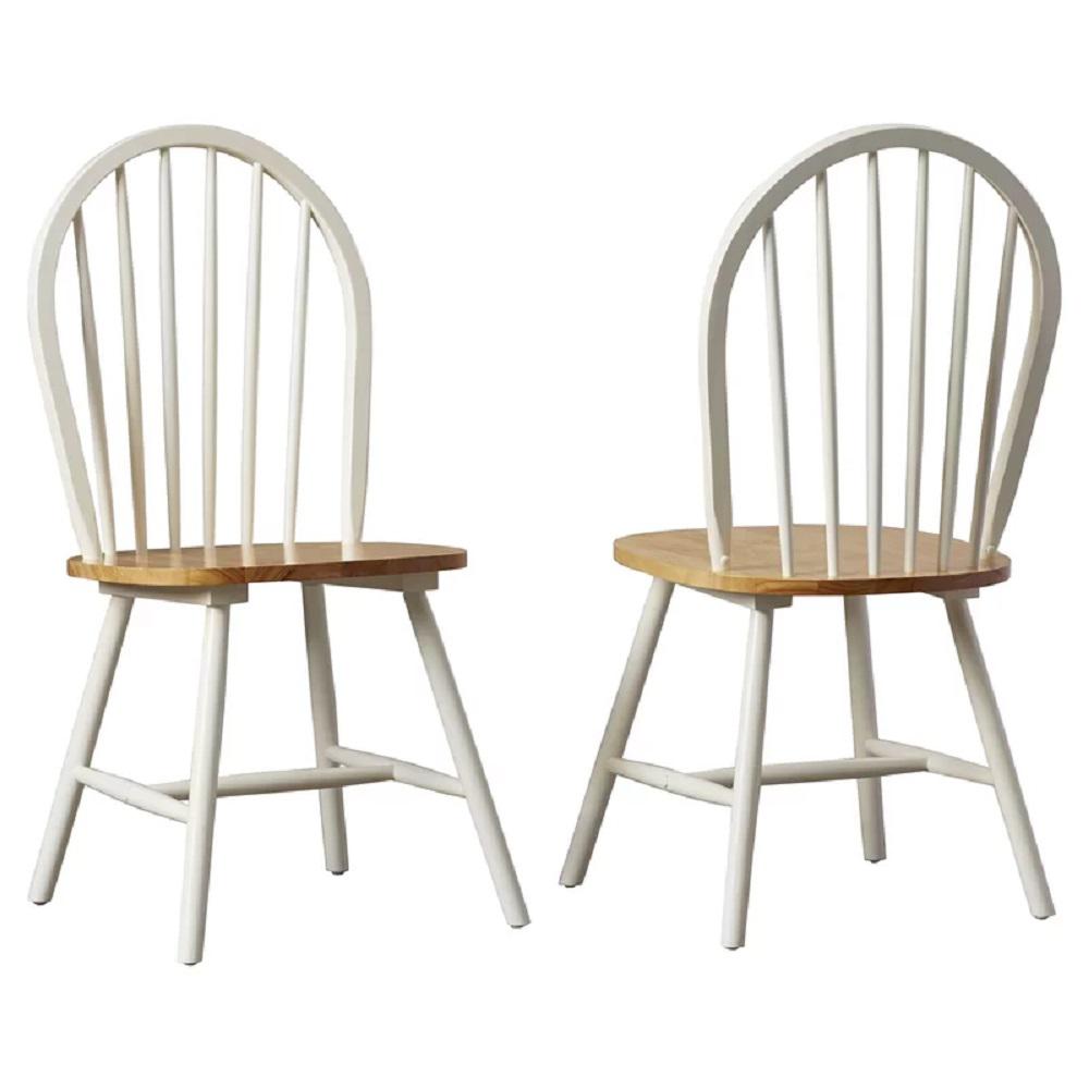 Title - Windsor Farmhouse Dining Chairs, Set of 2 - Cream/Natural