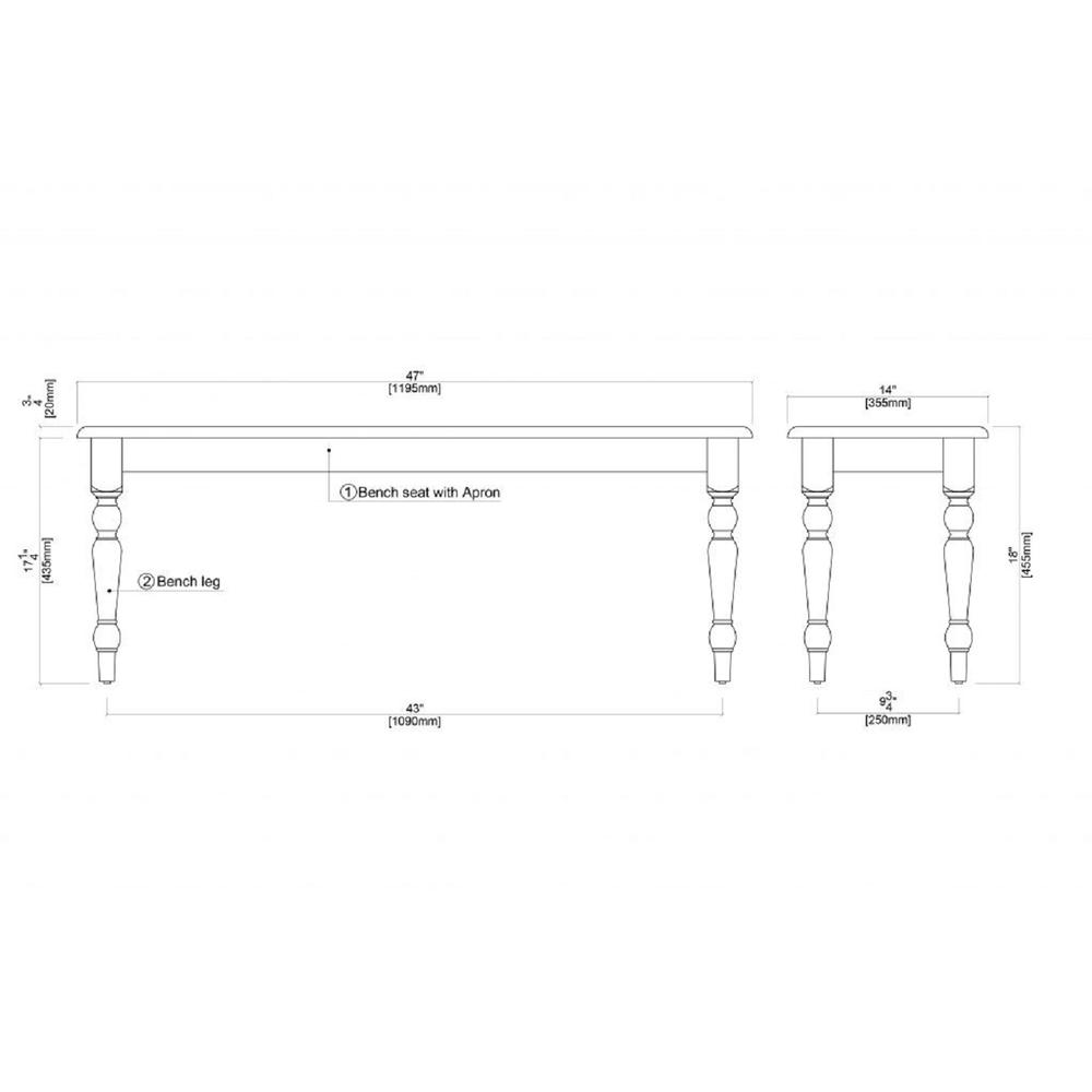 Windsor Farmhouse Dining Bench - Cream/Natural