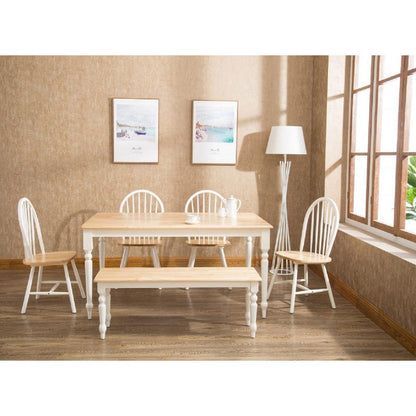 Windsor Farmhouse Dining Bench - Cream/Natural