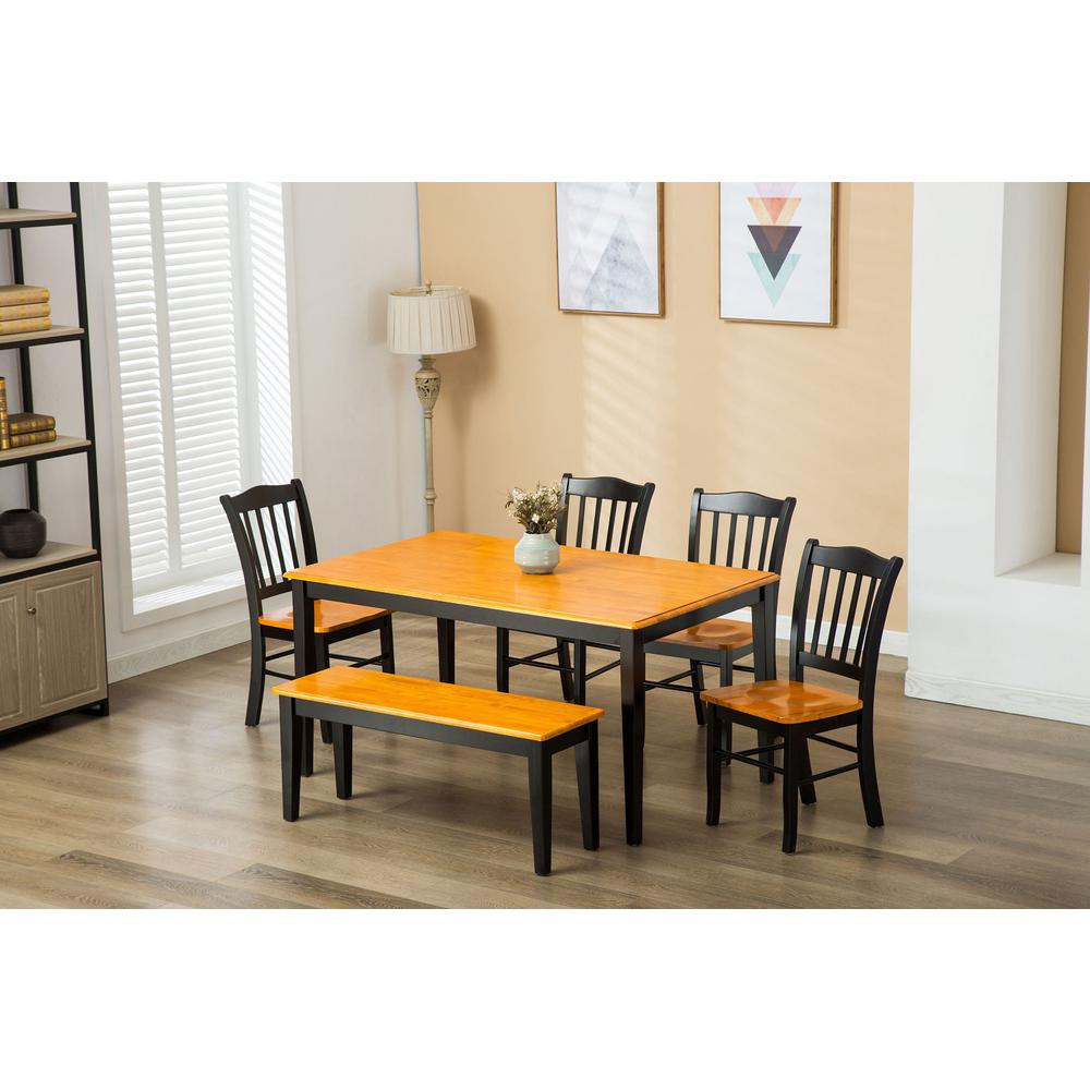 Shaker Dining Bench - Black/Oak