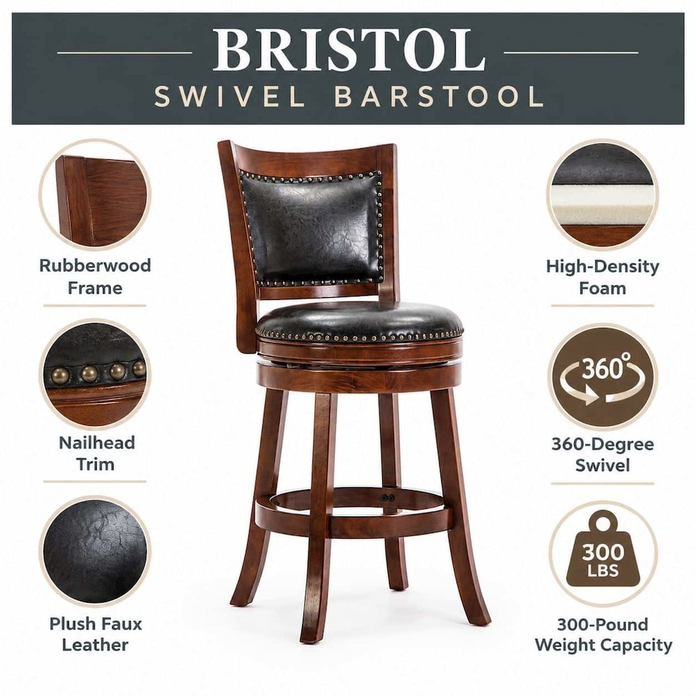 Bristol Swivel Counter Stool - Cherry