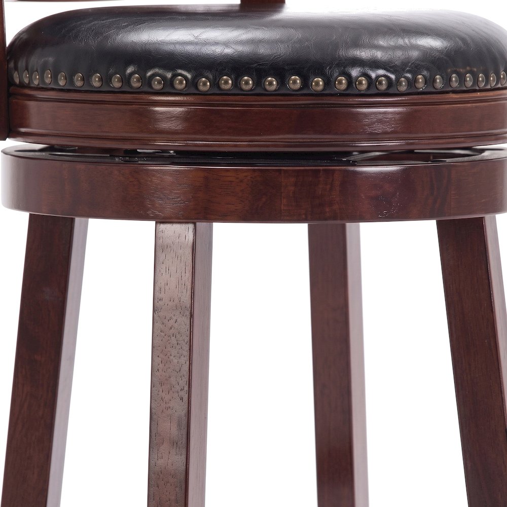 FurniFact Swivel Counter Stool with Faux Leather Seat, Black, 29"