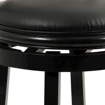 FurniFact Swivel Counter Stool with Faux Leather Seat, Black, 24"