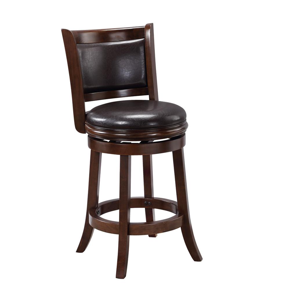 Augusta Swivel Counter Stool - Cappuccino/Dark Brown Faux Leather