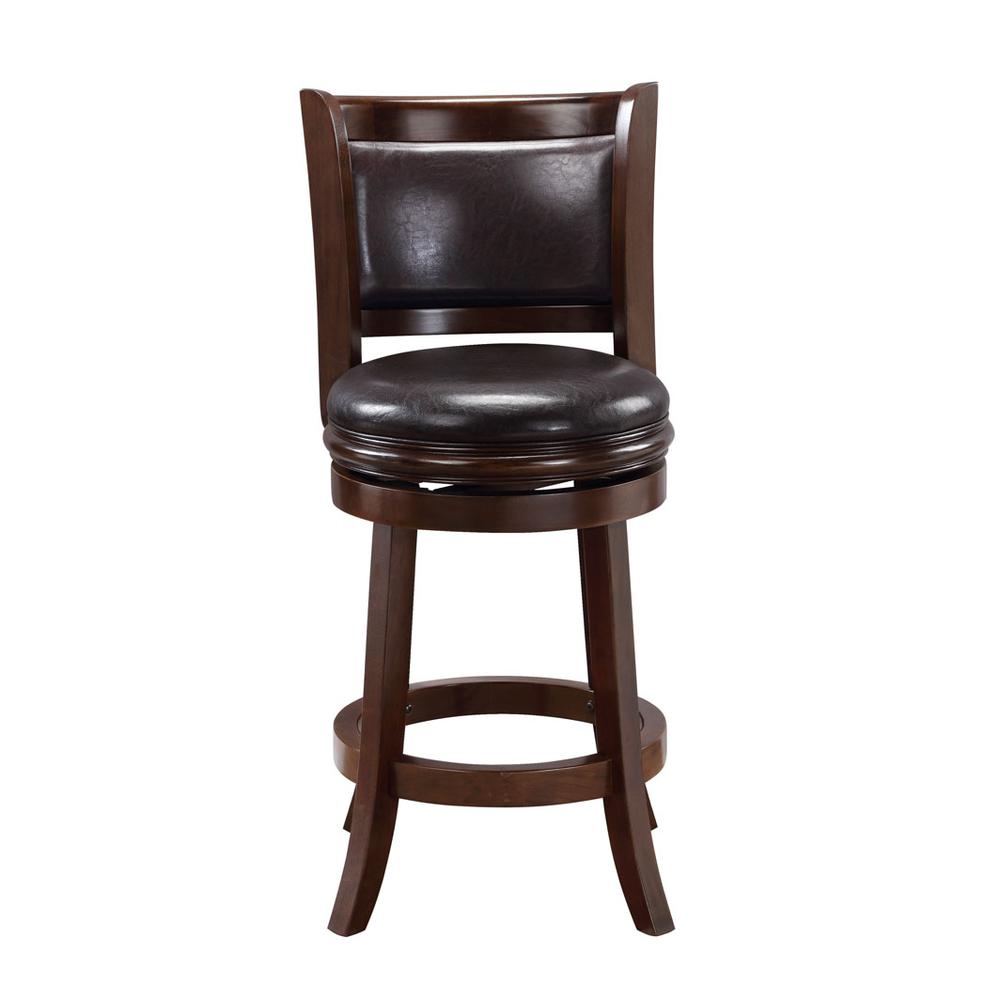 Augusta Swivel Counter Stool - Cappuccino/Dark Brown Faux Leather
