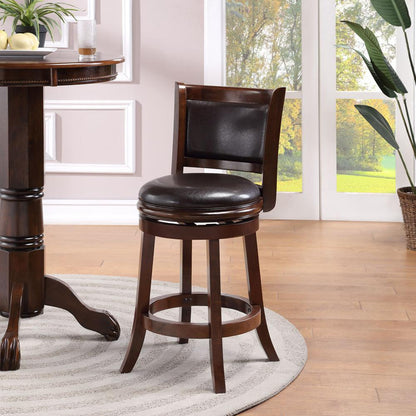 Augusta Swivel Counter Stool - Cappuccino/Dark Brown Faux Leather