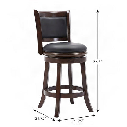 FurniFact Swivel Counter Stool with Faux Leather Upholstered Seat, Black