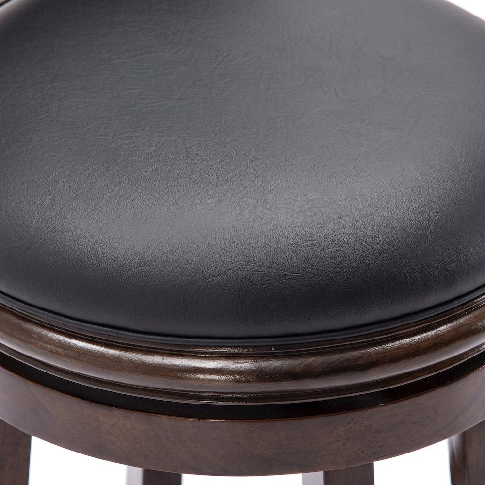 FurniFact Swivel Counter Stool with Faux Leather Upholstered Seat, Black