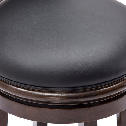 FurniFact Swivel Counter Stool with Faux Leather Upholstered Seat, Black