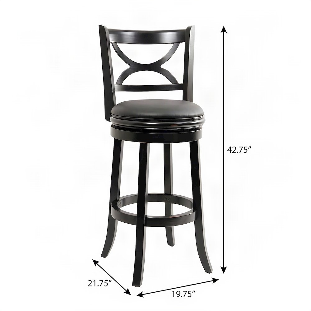 FurniFact Swivel Counter Stool with Faux Leather Seat, Black, 29"
