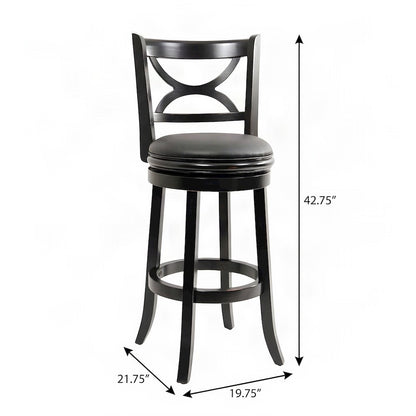 FurniFact Swivel Counter Stool with Faux Leather Seat, Black, 29"