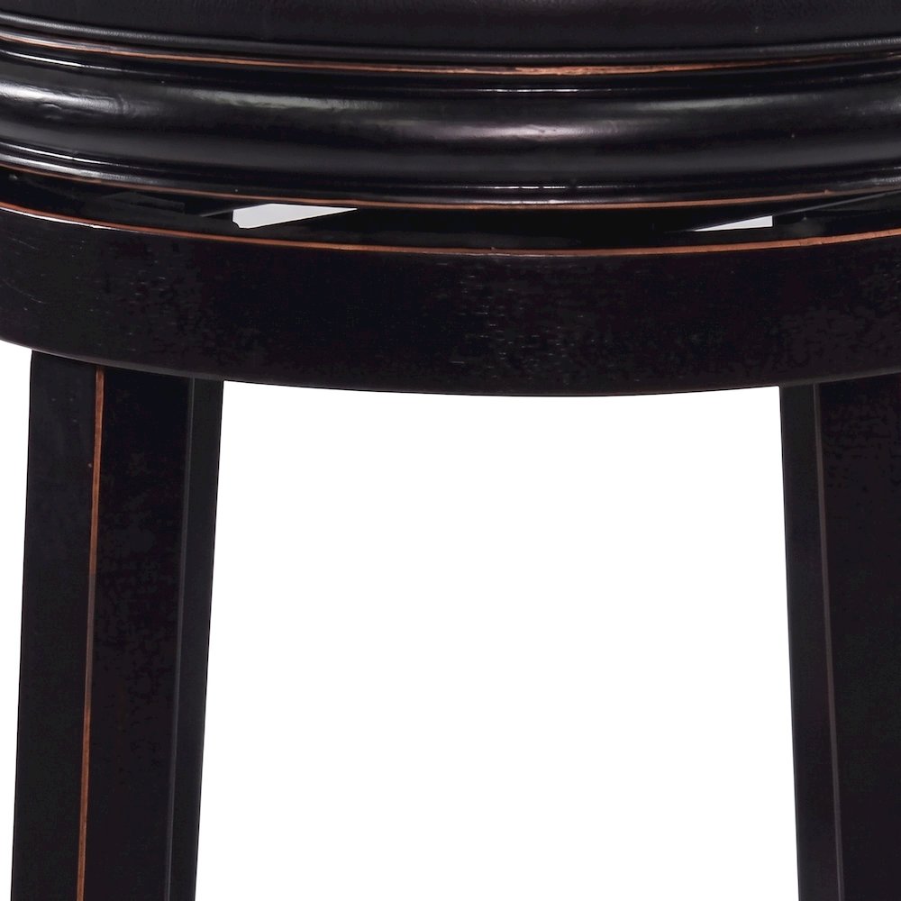 FurniFact Swivel Counter Stool with Faux Leather Seat, Black, 29"
